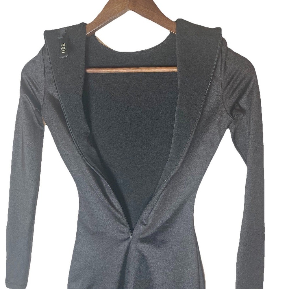 SKIMS Shine Mock Neck Long Sleeve Bodysuit Black Bodycon Sculpting XXS - Picture 6 of 6